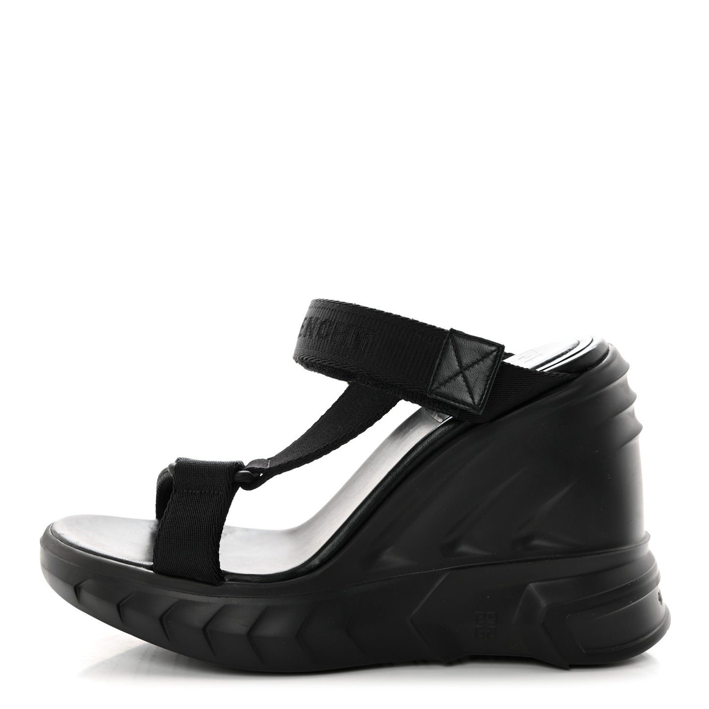 Rubber Marshmallow Wedge Strap Sandals 38 Black