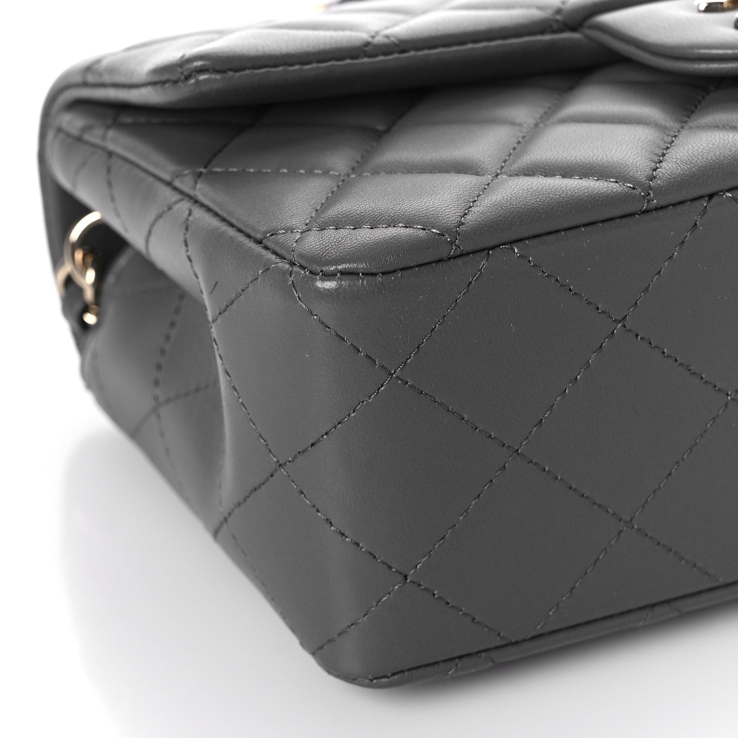 Chanel Lambskin Quilted Mini Rectangular Flap Dark Grey 8 of 9