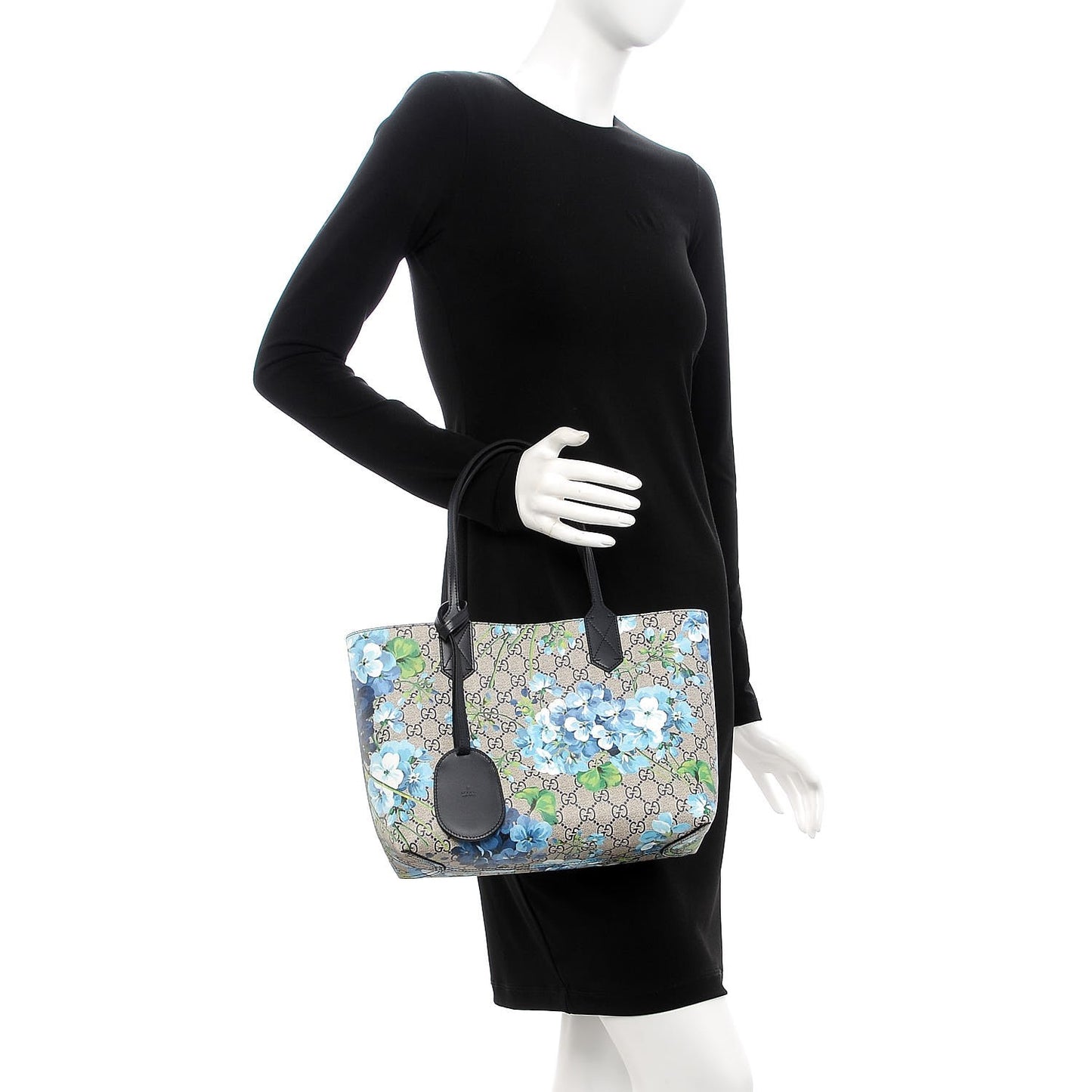 GG Supreme Monogram Blooms Small Reversible Tote Beige Blue Navy