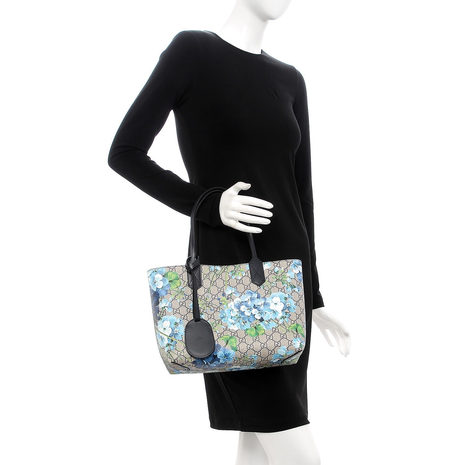 Gucci GG Supreme Monogram Blooms Small Reversible Tote Beige Blue Navy 2 of 8