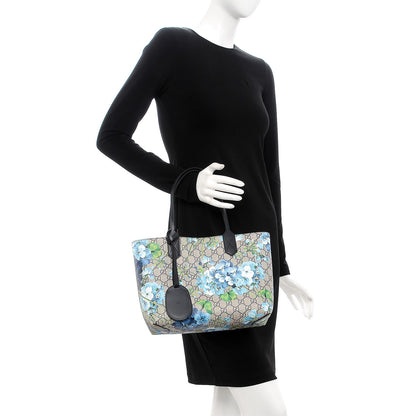 Gucci GG Supreme Monogram Blooms Small Reversible Tote Beige Blue Navy 2 of 8