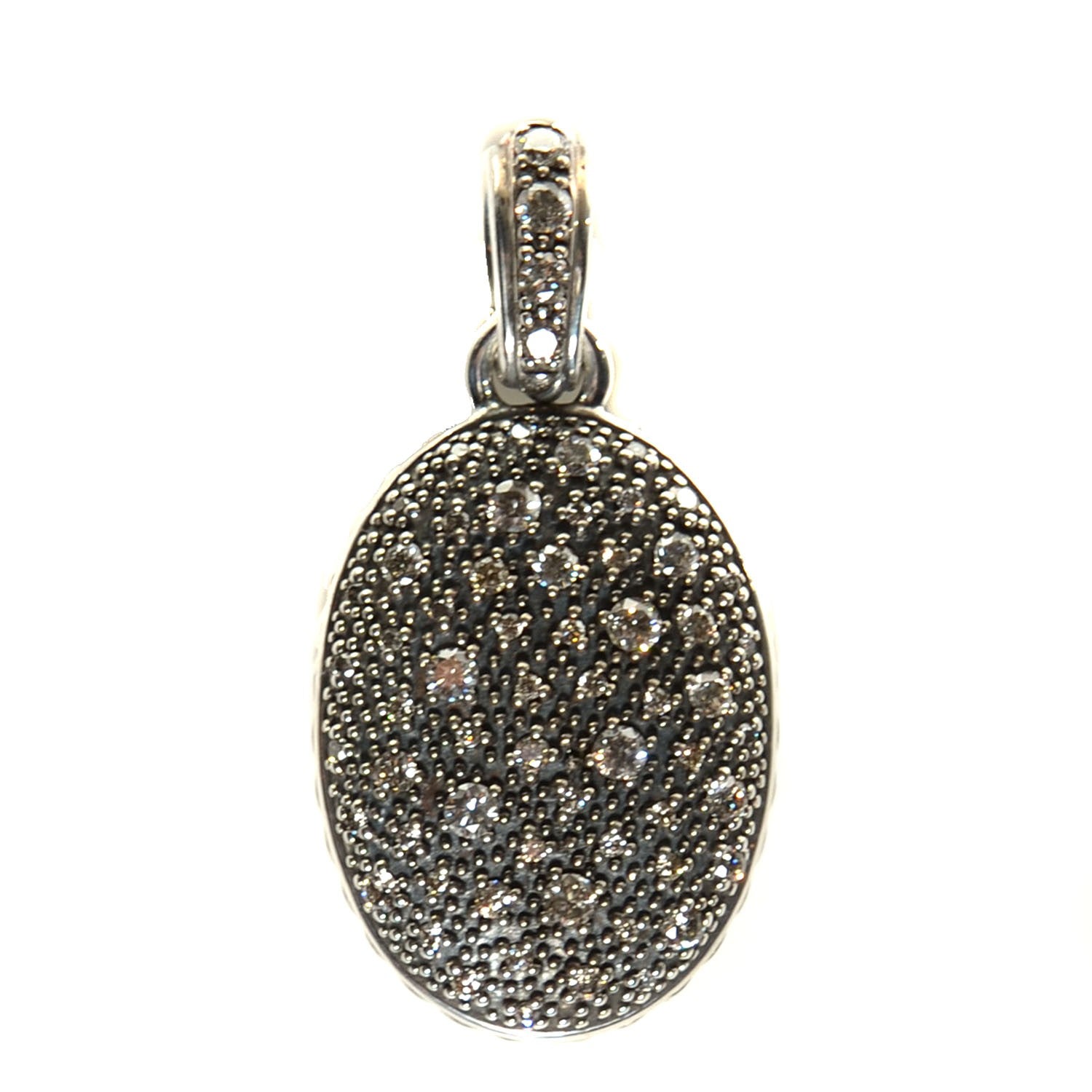 David Yurman Sterling Silver Diamond Midnight Melange Oval Enhancer Pendant 1 of 7