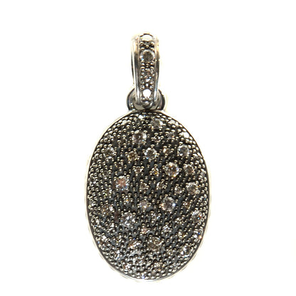 David Yurman Sterling Silver Diamond Midnight Melange Oval Enhancer Pendant 1 of 7