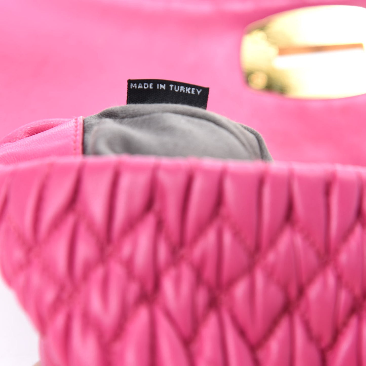 Nappa Matelasse Crystal Flap Clutch Fuxia