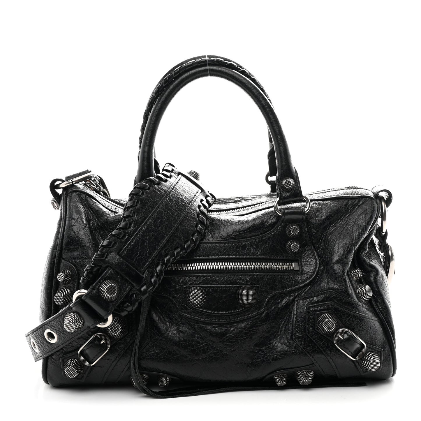 Agneau Arena Medium Le Cagole Duffle Crossbody Bag Black