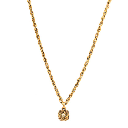 Chanel Crystal Knot Pendant Chain Necklace Gold 1 of 6