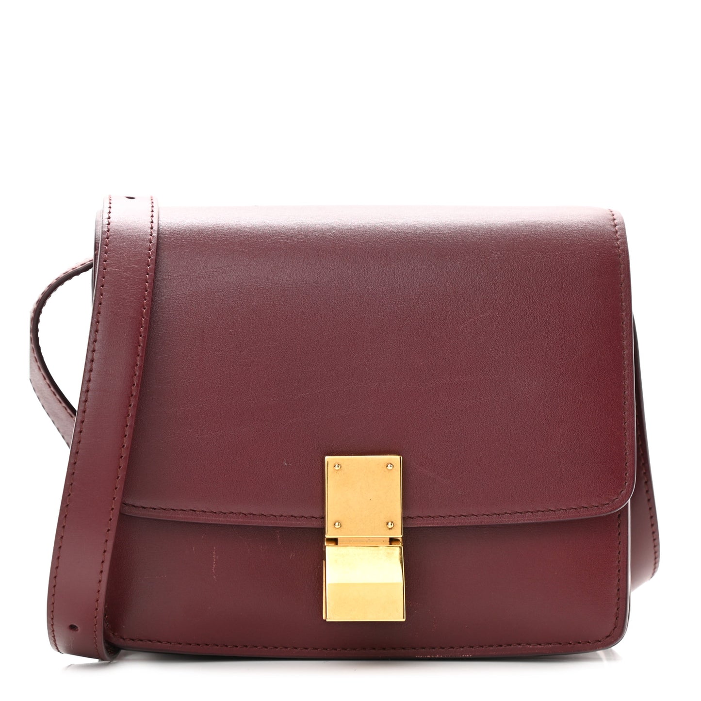Box Calfskin Small Classic Box Flap Bag Burgundy