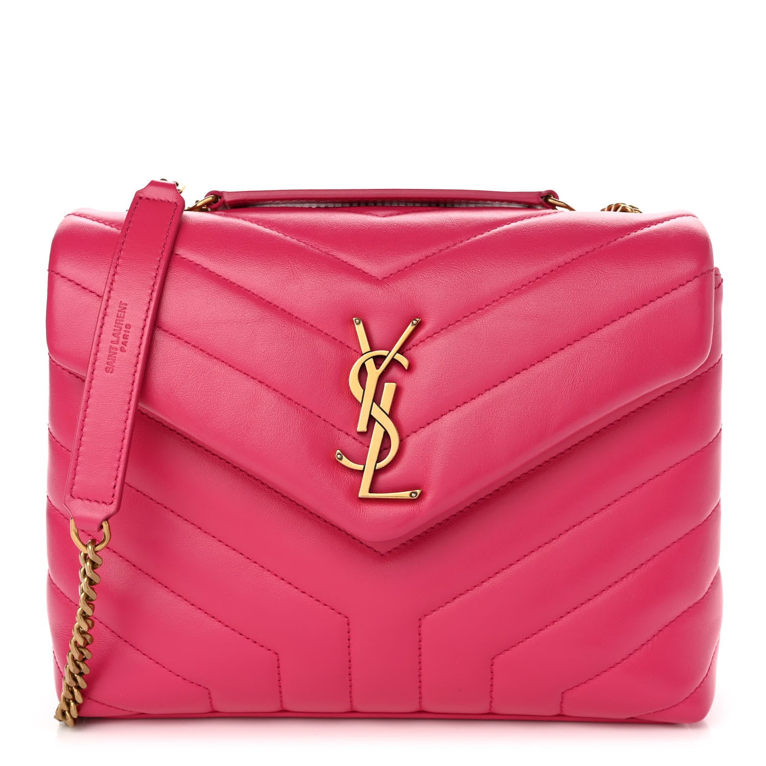 Saint Laurent Calfskin Y Quilted Monogram Small Loulou Chain Satchel Fresh Fuchsia 1 of 11