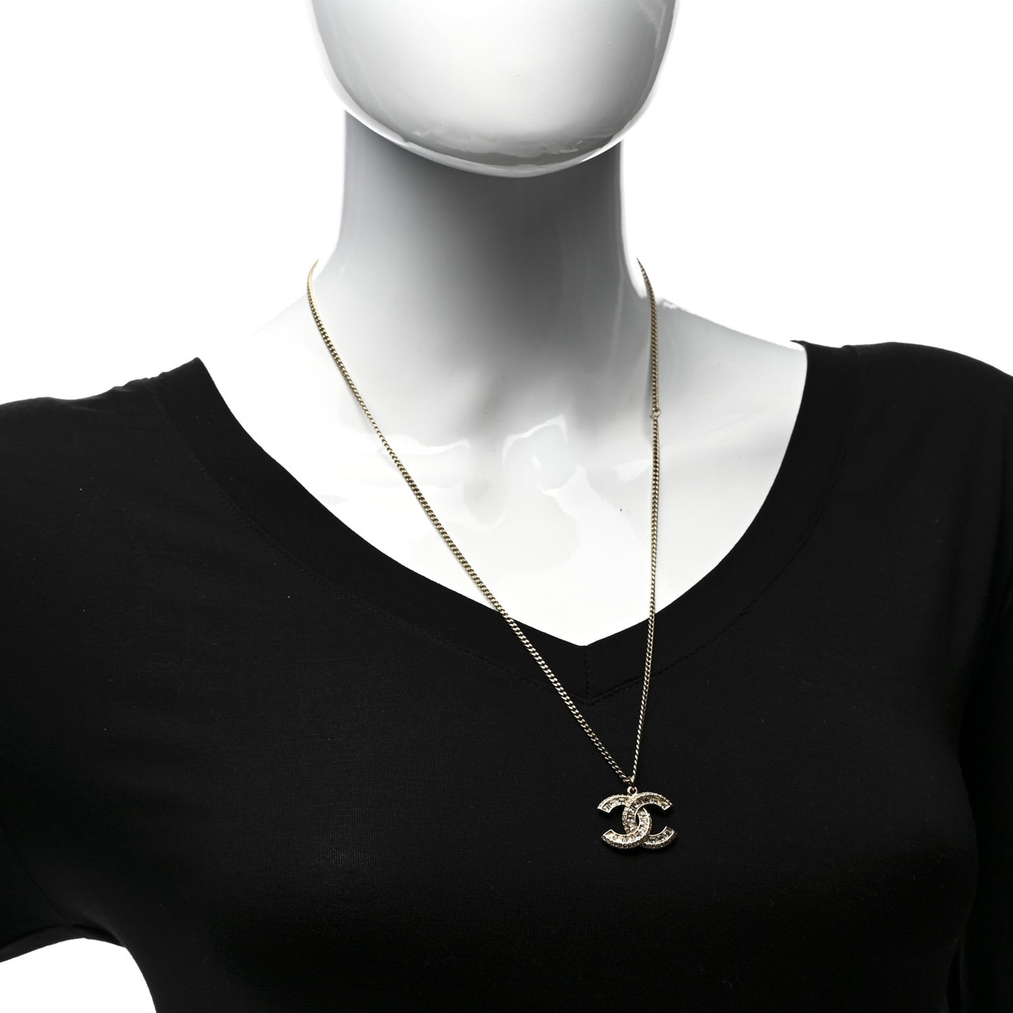 Baguette Crystal CC Necklace Gold