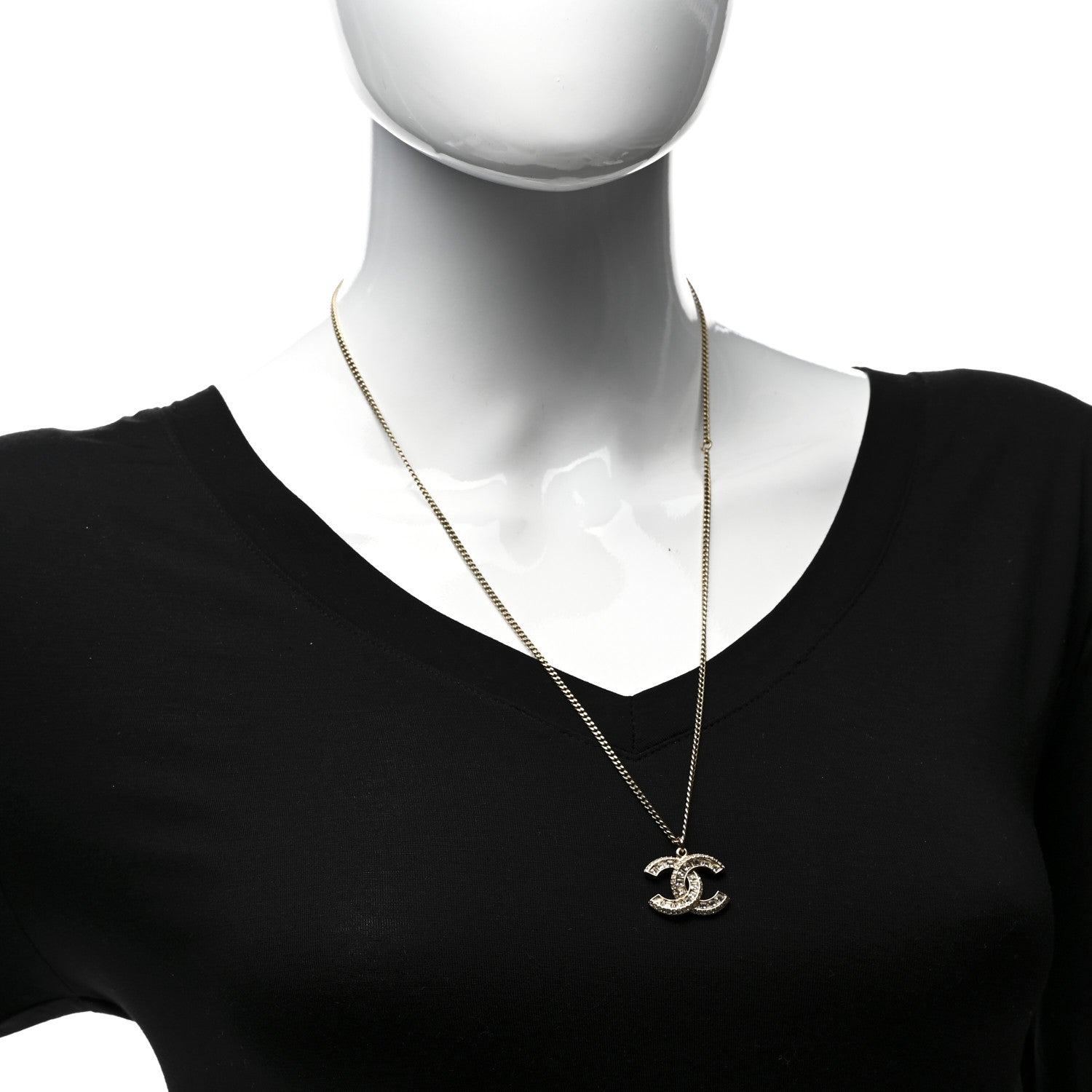 Chanel Baguette Crystal CC Necklace Gold 2 of 4