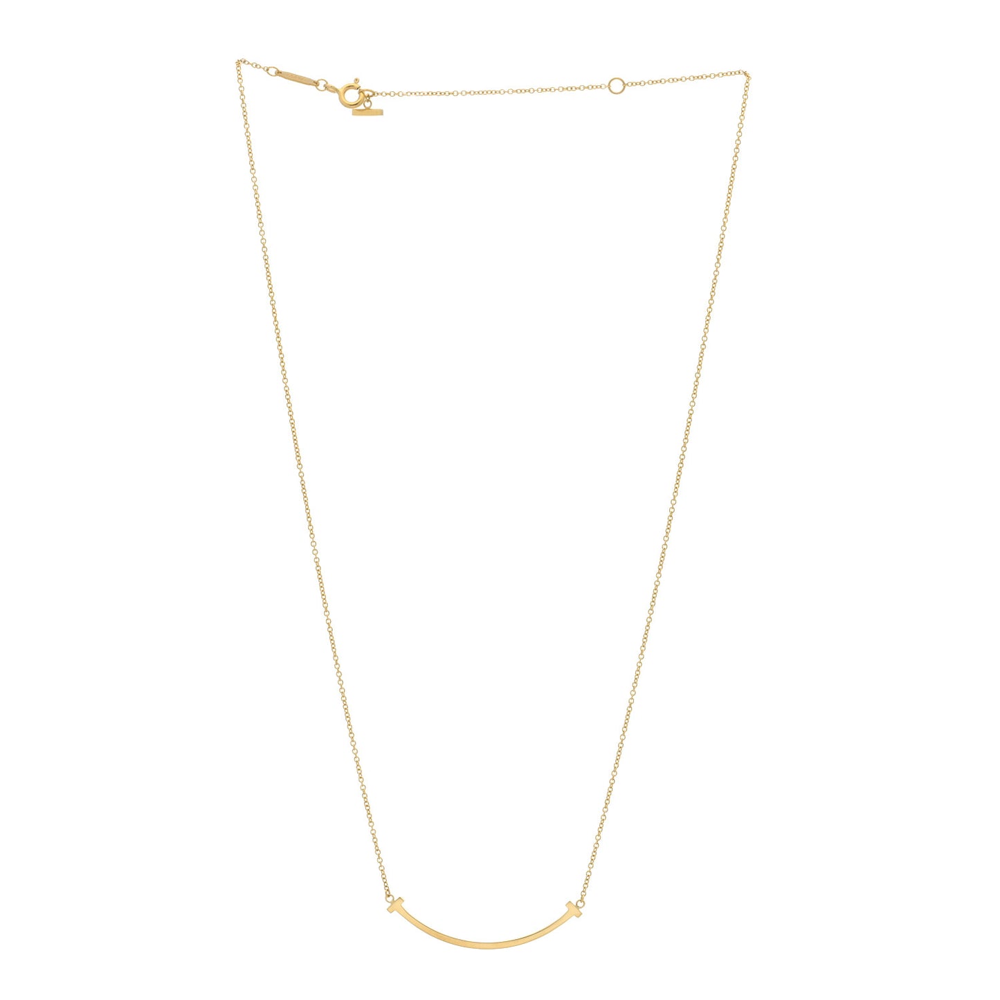 18K Yellow Gold Small T Smile Pendant Necklace