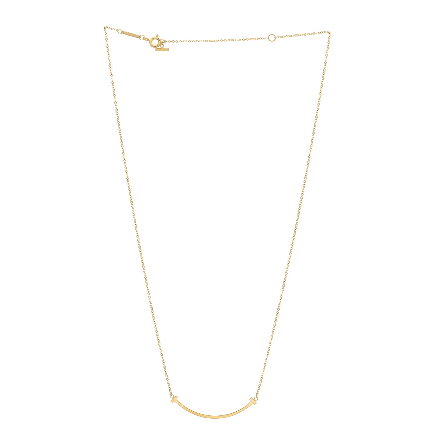 Tiffany 18K Yellow Gold Small T Smile Pendant Necklace 3 of 5
