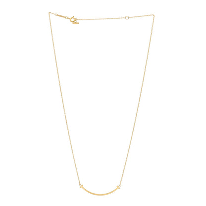 Tiffany 18K Yellow Gold Small T Smile Pendant Necklace 3 of 5