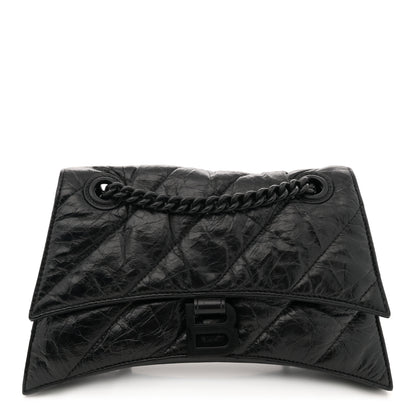 Balenciaga Crushed Calfskin Quilted Matte Black Hardware Small Crush Chain Bag Black 1 of 12