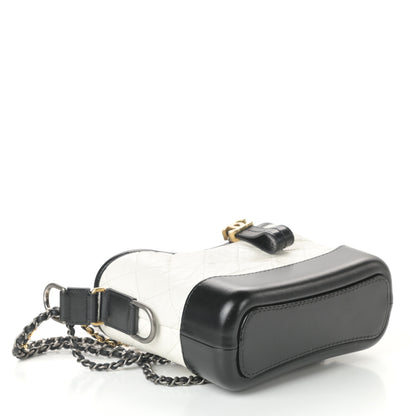 Chanel Aged Calfskin Quilted Small Gabrielle Hobo Black White 4 of 10