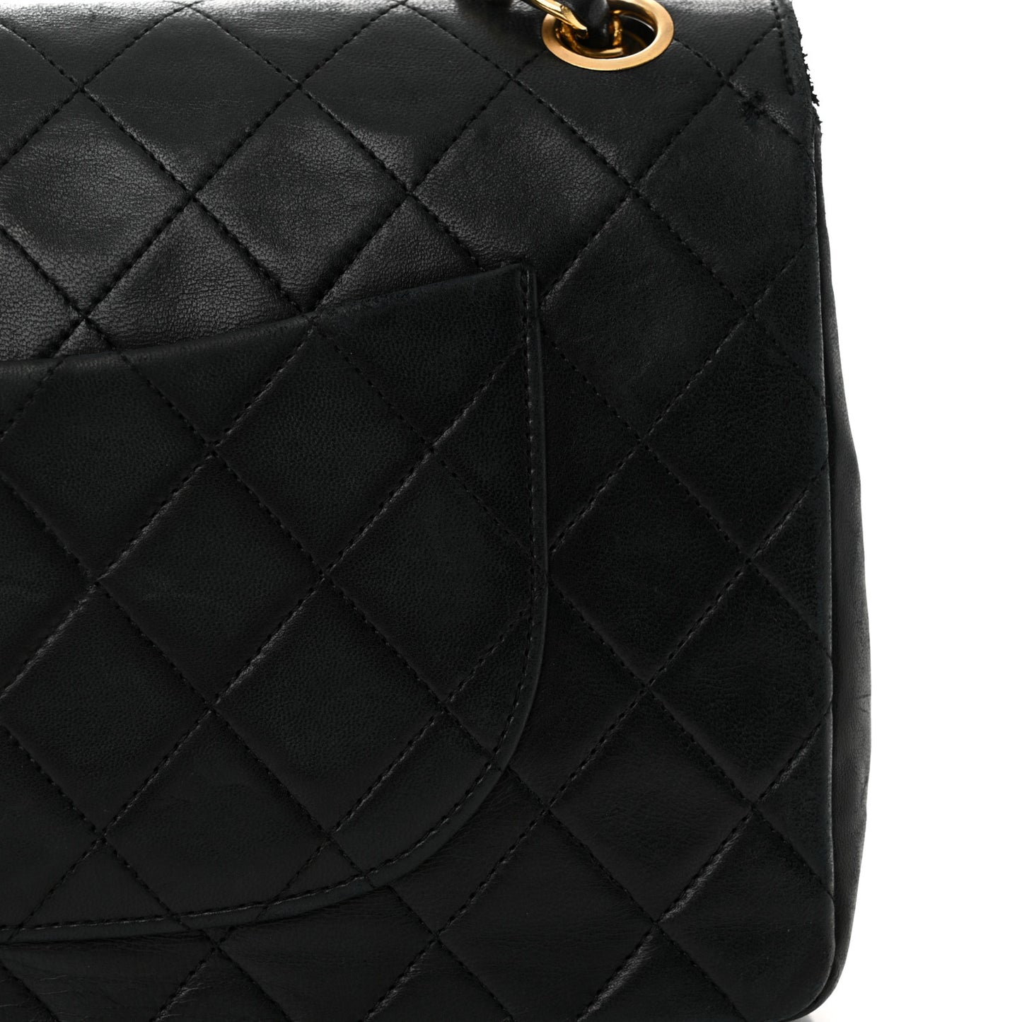 Lambskin Quilted Medium Double Flap Black