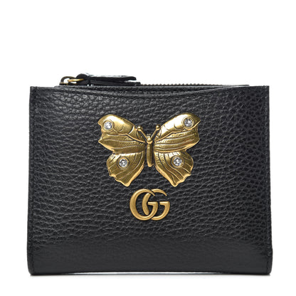 Gucci Pebbled Calfskin Farfalla Card Case Black 1 of 8