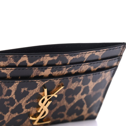 Saint Laurent Calfskin Leopard Print Monogram Credit Card Case Multicolor 8 of 8