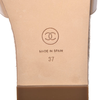 Chanel Lambskin Pearl CC Espadrille Slip On Sandals 37 Beige 7 of 10