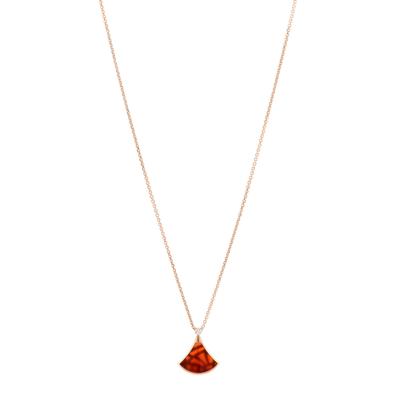 Bulgari 18K Rose Gold Diamond Carnelian Divas' Dream Pendant Necklace 1 of 5