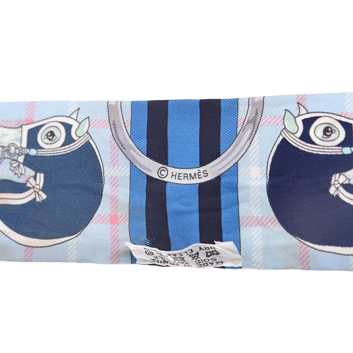 Hermes Silk Tatersale Twilly Petrole Ciel Rose Poudre 4 of 5