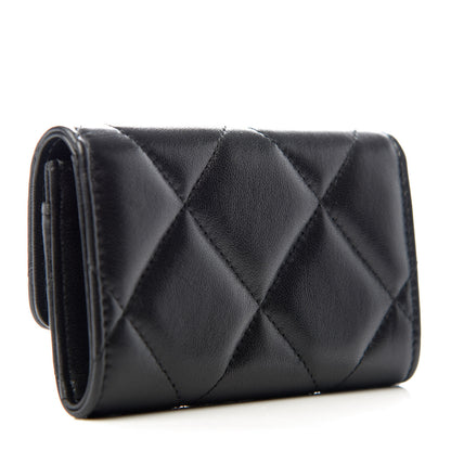 Chanel Shiny Goatskin Quilted 19 Flap Card Holder Black 3 of 9