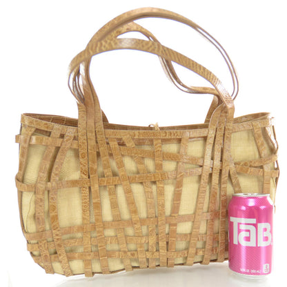Nancy Gonzalez Raffia Crocodile Tote 3 of 7