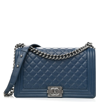 Chanel Caviar Quilted New Medium Boy Flap Blue 1 of 8