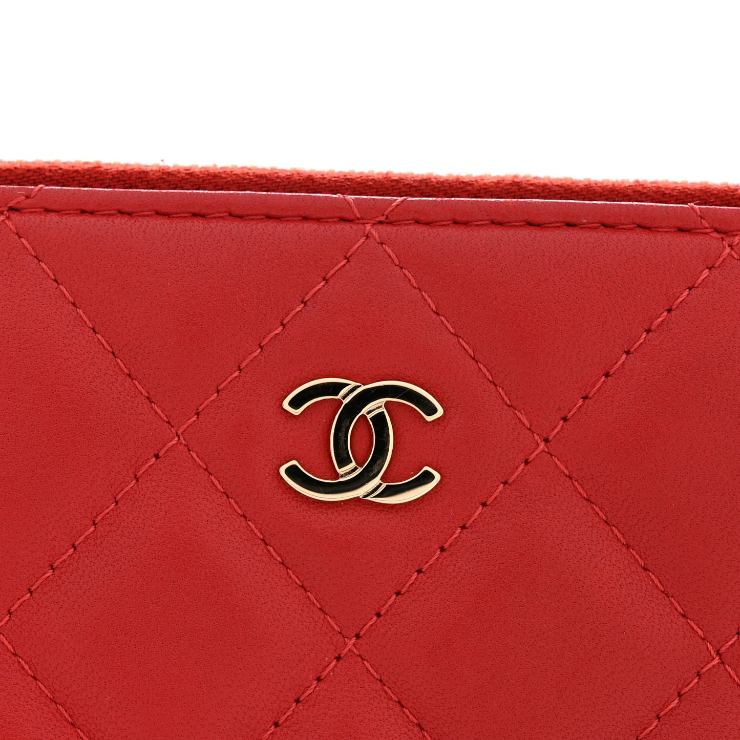 Lambskin Quilted Medium Casino Beauty CC Cosmetic Case Red