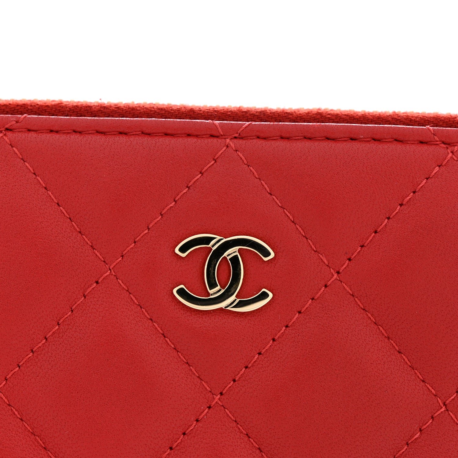 Chanel Lambskin Quilted Medium Casino Beauty CC Cosmetic Case Red 8 of 10