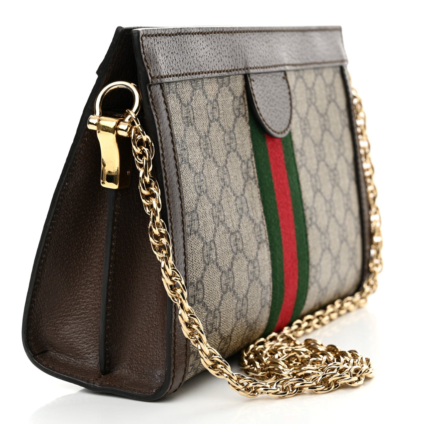 GG Supreme Monogram Web Small Ophidia Chain Shoulder Bag Brown