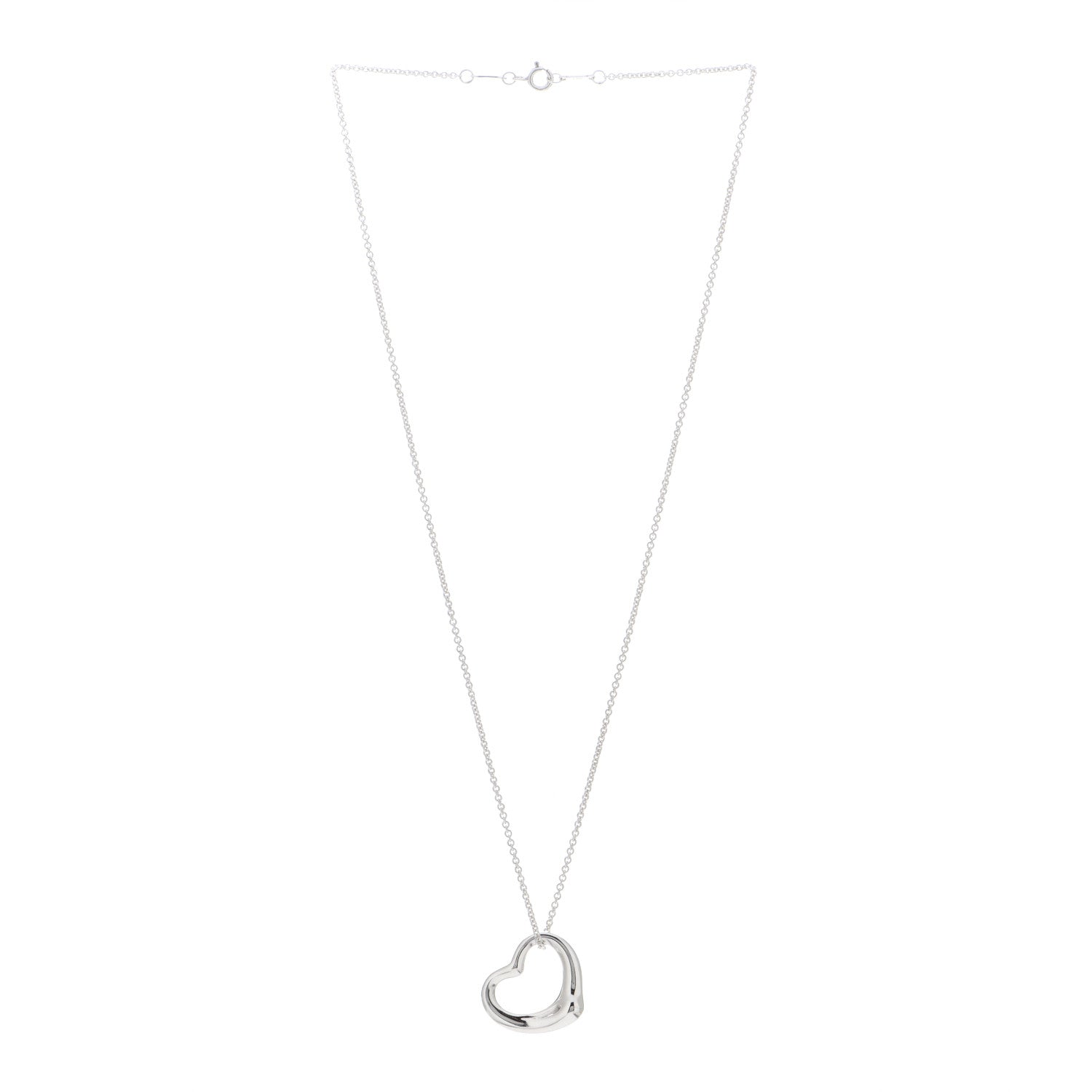Tiffany Sterling Silver 22mm Elsa Peretti Open Heart Pendant Necklace 3 of 4