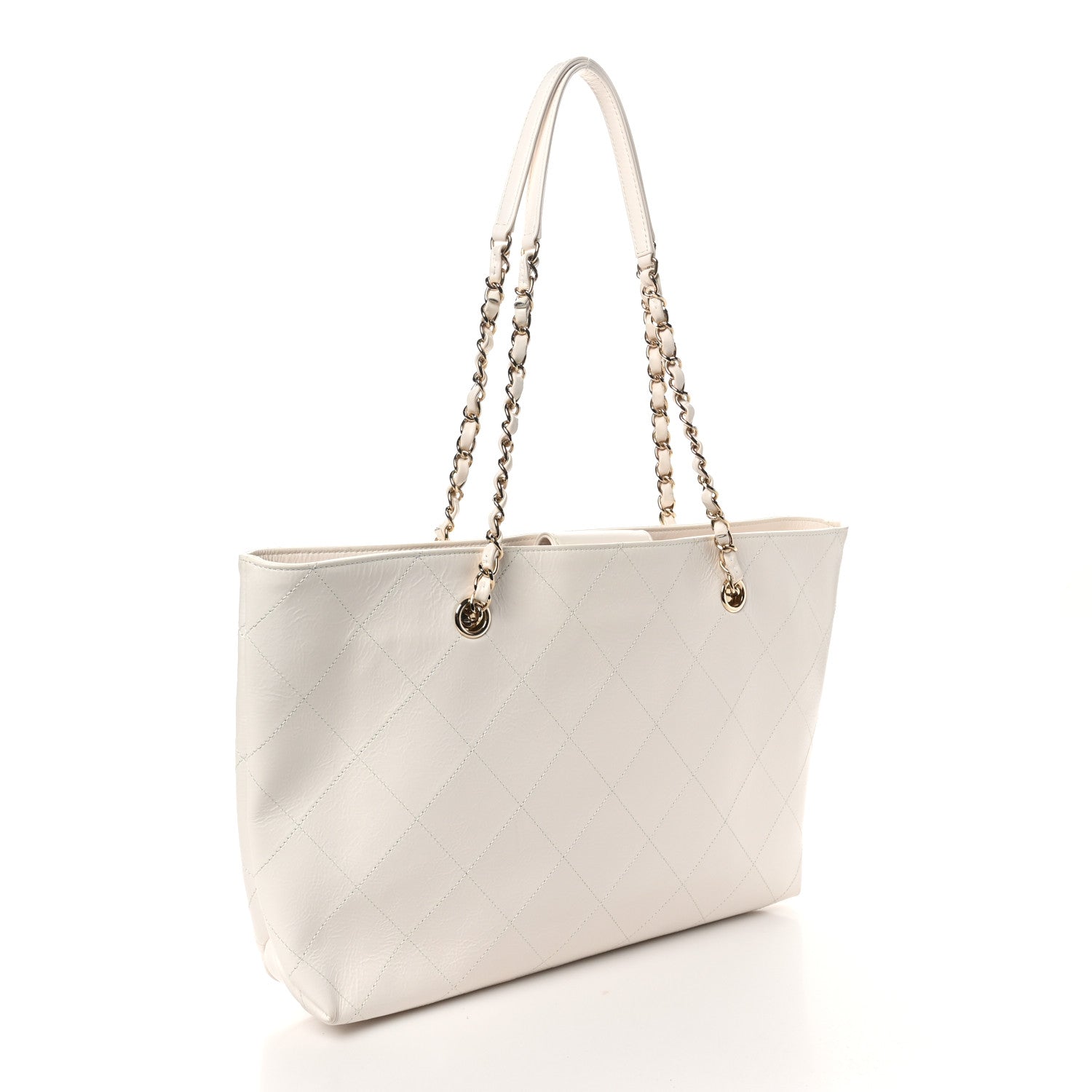 Chanel Glazed Calfskin Stitched Shopping Tote White 4 of 11