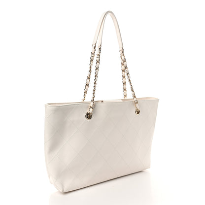 Chanel Glazed Calfskin Stitched Shopping Tote White 4 of 11