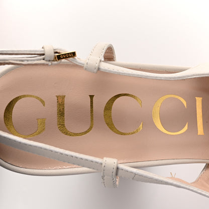 Gucci Nappa Horsebit Platform 35/120mm Slingback Pumps 40 New Mystic White 7 of 10