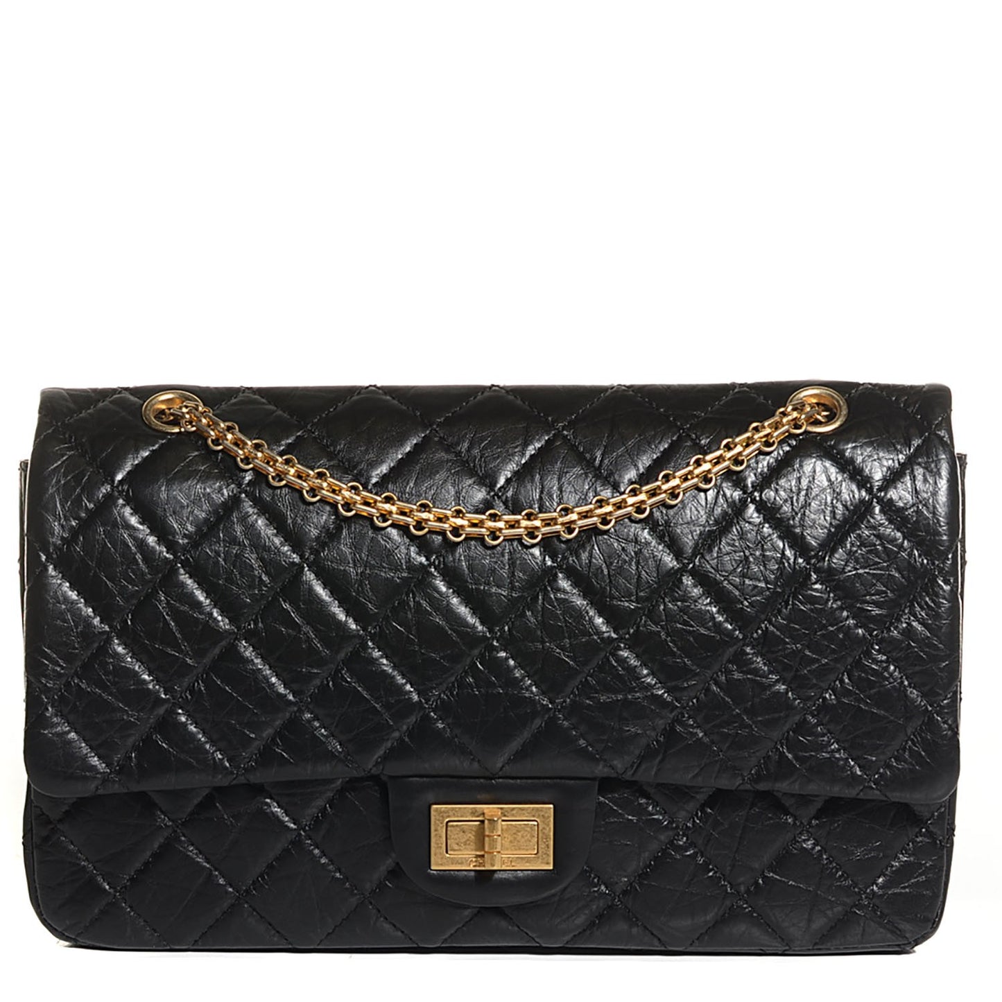 Aged Calfskin Quilted 2.55 Reissue 227 Flap Black
