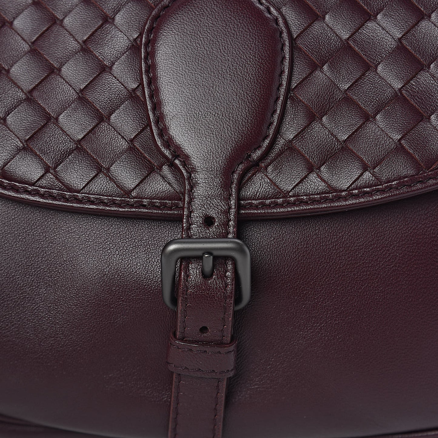 Nappa Intrecciato Double Sided Crossbody Bag Aubergine