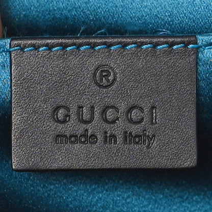 Gucci Suede Patent Web Dragon Embroidered Small Ophidia Chain Shoulder Bag Blue Black 6 of 10