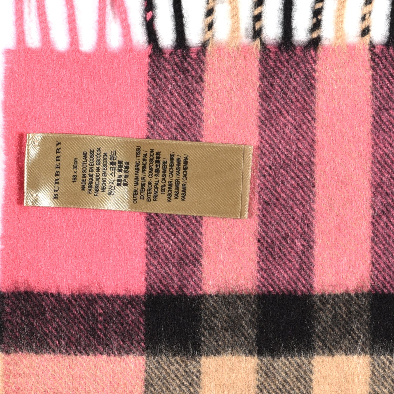 Burberry Cashmere Giant Check Fringe Scarf Pink 3 of 4