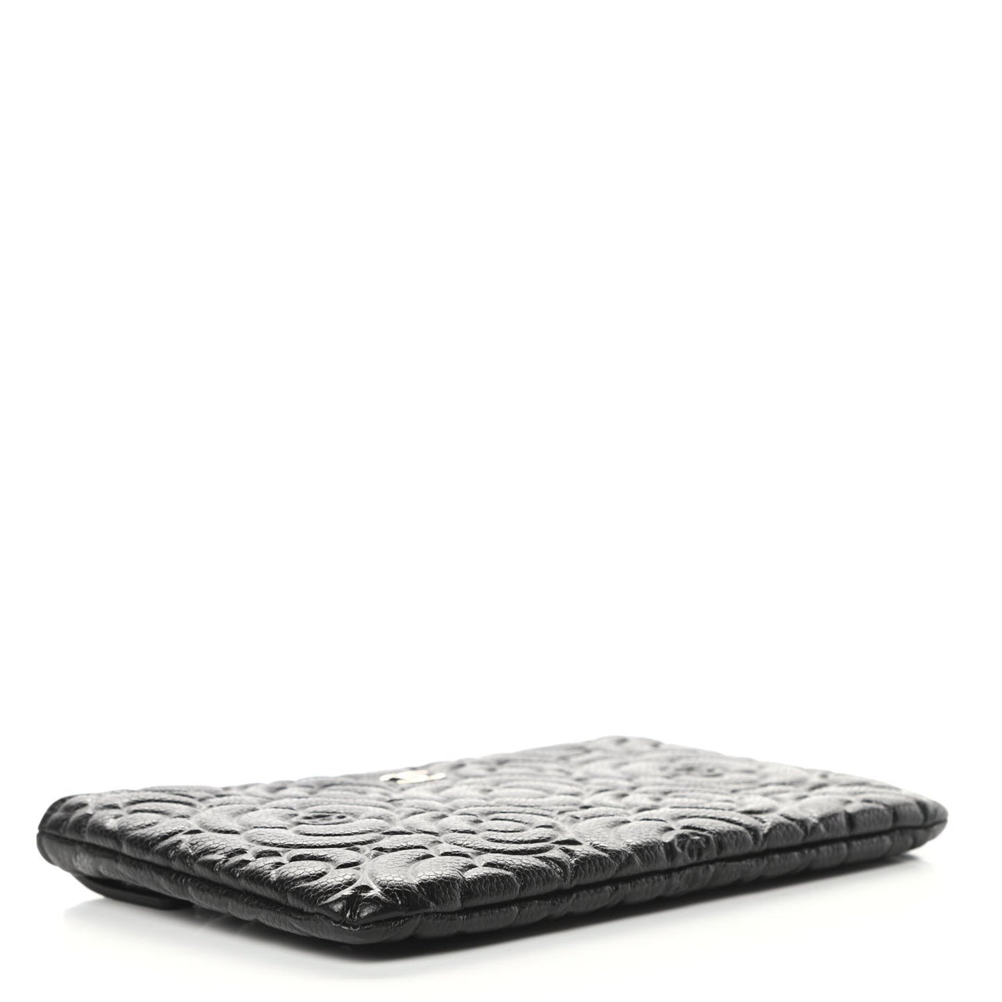 Caviar Camellia Embossed Cosmetic Pouch Black
