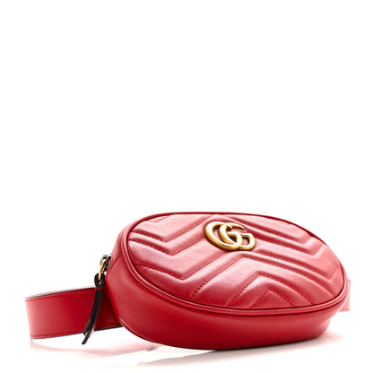 Gucci Calfskin Matelasse GG Marmont Belt Bag 85 34 Hibiscus Red 4 of 13