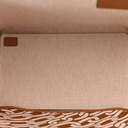 Hermes H Plume Canvas Swift Printed Maillons & Co Steeple 25 Bag Fauve Ecru Beige Gold 6 of 12