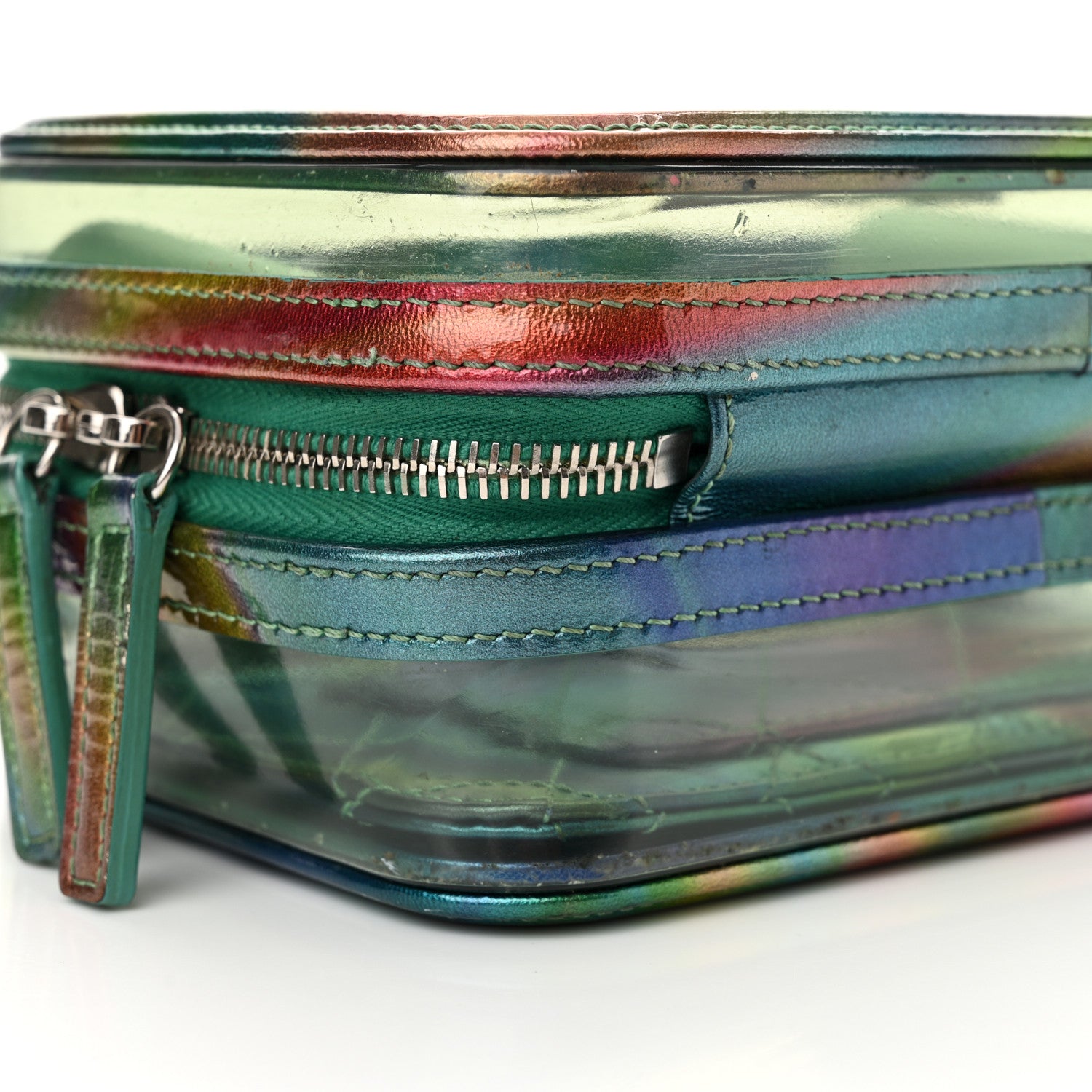 Chanel PVC Patent Calfskin Patent Lambskin Small CC Vanity Case Green 9 of 12