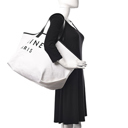 Celine Textile Medium Made In Tote White Black 2 of 9
