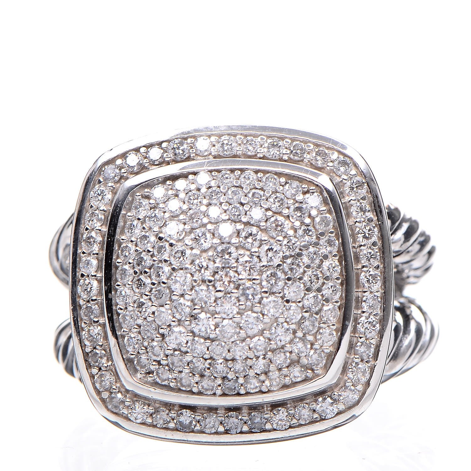 David Yurman Sterling Silver Diamond 14mm Albion Pave Ring 54 7 1 of 6