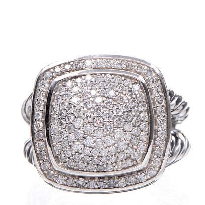 David Yurman Sterling Silver Diamond 14mm Albion Pave Ring 54 7 1 of 6