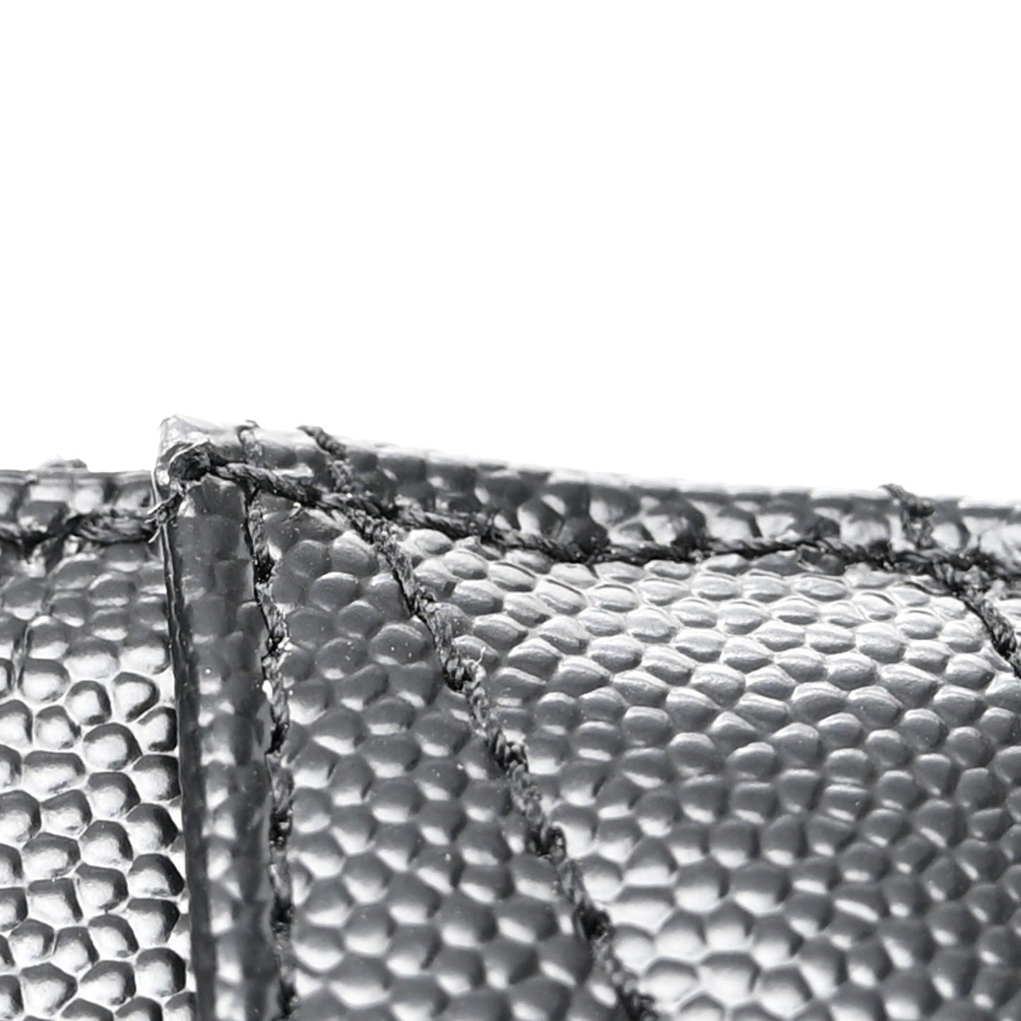 SAINT LAURENT Grain De Poudre Matelasse Chevron Monogram Compact Wallet Black