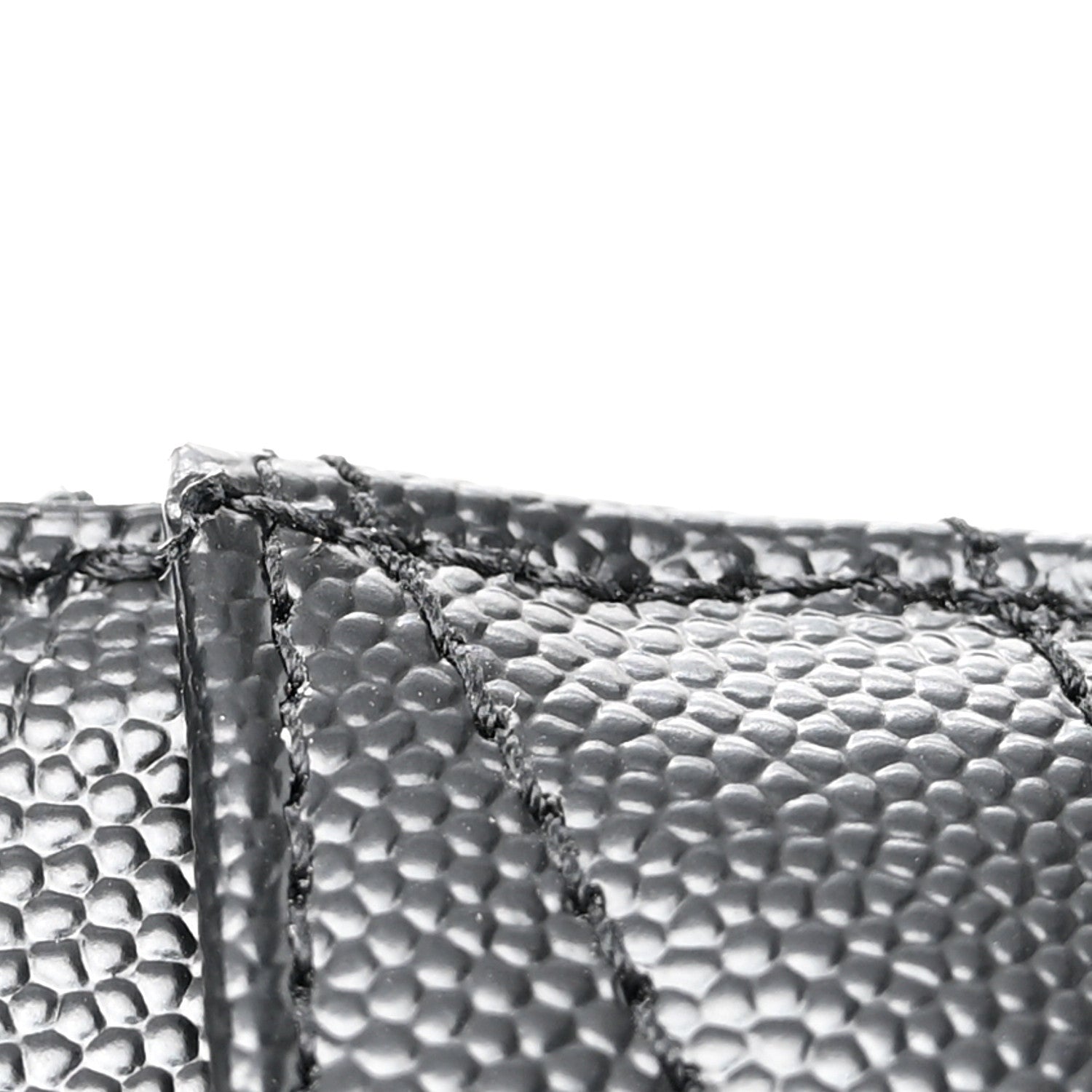 Saint Laurent SAINT LAURENT Grain De Poudre Matelasse Chevron Monogram Compact Wallet Black 12 of 14