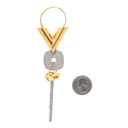 Louis Vuitton Crystal Essential V Single Hoop Earring Gold 2 of 5