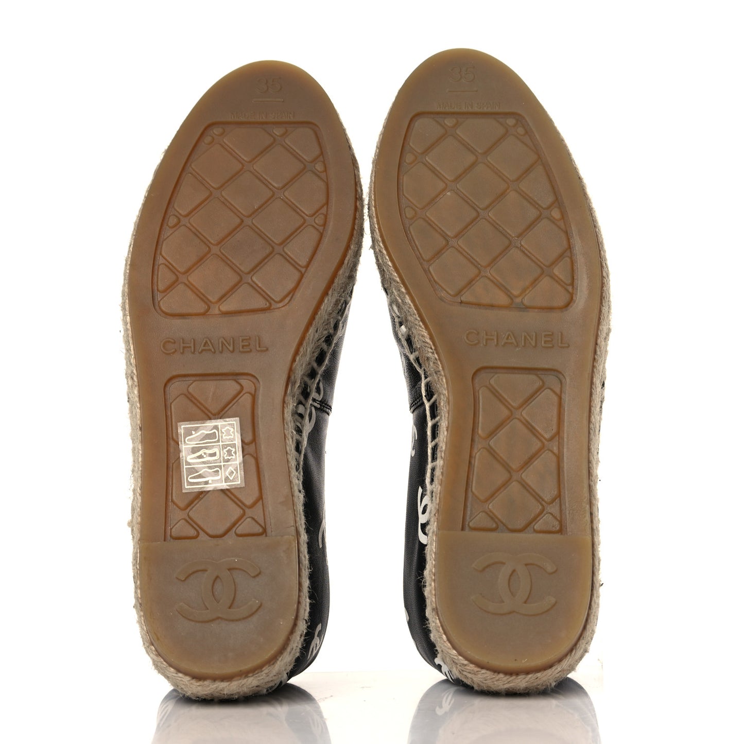 Lambskin Printed CC Espadrilles 35 Black White